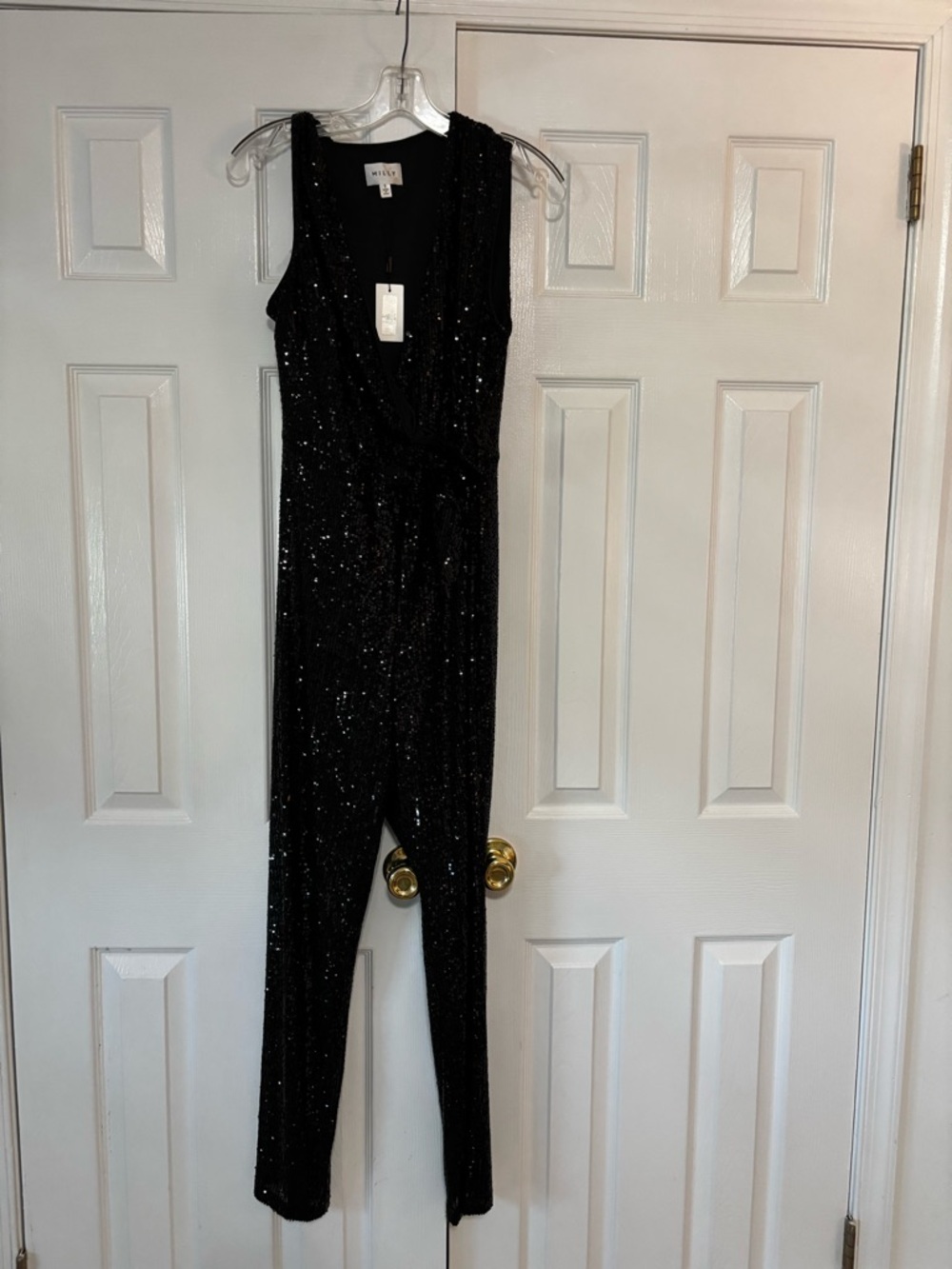 NWT Milly Black Sequin Sleeveless Jumpsuit women’s size 8